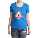 Moschino Dame Overdele Moschino Blue Cotton Swim Graphic Triangle T-shirt IT42