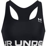 Under Armour Dame Tøj Under Armour Women's HeatGear Mid Branded Sports Bra Black White