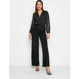 Dame - Lang - S Jumpsuits & Overalls LTS Tall Black Wrap Mesh Sleeve Jumpsuit Tall Women's Jumpsuits