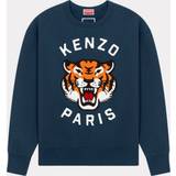 Kenzo XXS Overdele Kenzo Lucky Tiger' Embroidered Oversized Genderless Sweatshirt Dark Blue Unisex