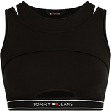 Tommy Hilfiger Dame - Viskose T-shirts & Toppe Tommy Hilfiger Super Cropped Logo Tape Cutout Tank Top - Black