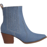 47 - Blå Ankelstøvler Shein VCAY Fashionable Women's Pointed Toe Chunky Heel Boots