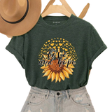 6 - Elastan/Lycra/Spandex - Grøn T-shirts & Toppe Shein Women'S Sunflower Print Short Sleeve T-Shirt