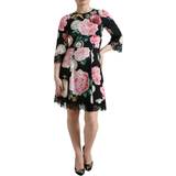 Silke - Trekvartlange ærmer Kjoler Dolce & Gabbana Black Floral Embellished Lace A-line Dress IT38
