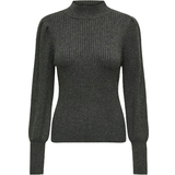 Ballonærmer - Dame - M Sweatere Only High Neck Knitted Sweater - Grey/Dark Gray Melange