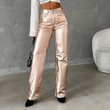 Dame - Pink Jeans Shein Women'S Straight Leg Jeans With Slanted Pockets