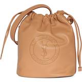 Herre Bucket Bags Saint Laurent Logo-stamped Drawstring Leather Bucket Bag Mens Brown Gold