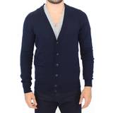 54 - Cashmere Overdele Ermanno Scervino Blue Wool Cashmere Cardigan Pullover Sweater IT50