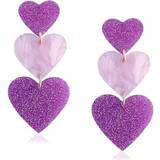 Akryl Øreringe Shein 1pair Acrylic Color-Block Triple Heart Dangle Earrings Suitable For Women