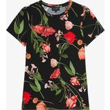 Ted Baker Dame T-shirts & Toppe Ted Baker Womens Black Treyya Floral-print Short-sleeve Stretch-woven T-shirt