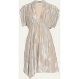 IRO Dame Kjoler IRO Brandi Metallic Draped V-Neck Mini Dress
