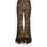 Valentino Brun Bukser & Shorts Valentino Feather-trimmed leopard-print flared pants brown