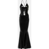 Lange kjoler - Skind Norma Kamali Open-back faux patent leather dress black
