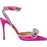 Pink - Satin Højhælede sko Mach & Mach Women Pink Double Bow Crystal-Embellished Silk-Satin Point-Toe Pumps