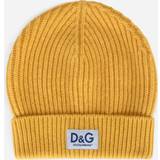 Dolce & Gabbana Uld Hovedbeklædning Dolce & Gabbana Knit cashmere hat with D&G patch wheat_yellow one