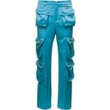 Blumarine Dame Bukser & Shorts Blumarine Blue Pocket Trousers N0699 Butterfly IT