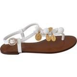 Hvid Sandaler med hæl Dolce & Gabbana White Leather Coins Flip Flops Sandals Shoes EU35/US4.5