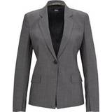 Dame - Hvid Blazere BOSS Slim-fit jacket in Italian virgin-wool sharkskin