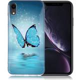 Apple Mobilcovers Apple iPhone 9 beskyttelsesetui i silikone med selvlysende effekt Blå sommerfugl