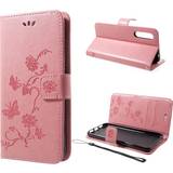 Krom Mobiltilbehør Huawei P20 Pro stemplet sommerfugl blomster PU læder flip etui Pink