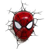 Rød - Superhelt Børneværelse 3DLightFX Spider Man Mask 3D Deco with Crack Sticker Væglampe