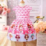 Shein Toddler Girls' Cute Doll Eyes Princess Dress