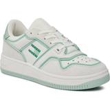 Tommy Hilfiger Grå Sneakers Tommy Hilfiger Retro Leather Piping Fine-Cleat Basketball Trainers ECRU JADESTONE GREEN