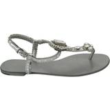 Stof - Sølv Sko Dolce & Gabbana Silver Crystal Sandals Flip Flops Shoes EU38/US7.5