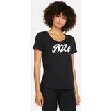 58 - Dame T-shirts Nike Script T-Shirt Black/White