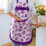 Forklæder Shein 1pc Floral Patterned Apron With Pockets For Women, Suitable For Kitchen, Cooking, Bbq Förkläde Lila