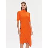 Nylon - Orange - XL Kjoler Calvin Klein Stretch Jersey Asymmetric Dress Orange