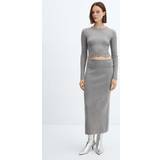 Grå - Polyamid Nederdele Mango Women's Long Knitted Skirt Heather Gray