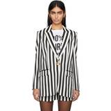 Moschino Dame Overtøj Moschino Black & White Striped Blazer A1555 Fantasy Black IT