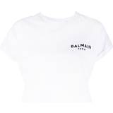 Balmain Dame Overdele Balmain White Cropped T-Shirt