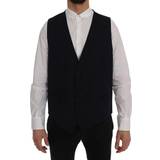 Dolce & Gabbana Uld Veste Dolce & Gabbana Blue STAFF Wool Stretch Vest IT54