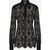 Dolce & Gabbana Polyamid Overdele Dolce & Gabbana Chantilly lace shirt with satin details