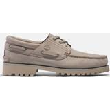 Timberland Beige Lave sko Timberland Mens Light Taupe Nubuck Authentic Boat Shoe Grey