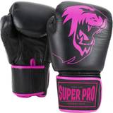 Læder Kampsportshandsker Super Pro Boxhandschuhe "Warrior" oz. Schwarz-Pink
