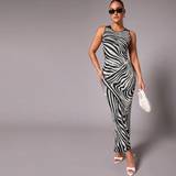 Dame - Lange kjoler - Stribede Shein Zebra Striped Bodycon Dress