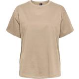 Brun - Rund hals T-shirts & Toppe Pieces Skylar Oversized T-shirt - Silver Mink