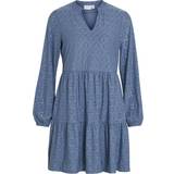 Vila Long Sleeved Knee Length Dress - Coronet Blue
