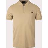 Fred Perry Tøj Fred Perry Zip Short Sleeve Polo Shirt Brown Mens