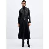 Skind - XXL Nederdele Mango Women's Leather-Effect Pleated Skirt Black