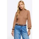 River Island Sweatere River Island Roll Neck Top Brown, Brown, 16, Women