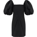 Ganni Kjoler Ganni Black CottonPoplin Puff Sleeve Mini Dress Women's