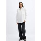 Mango Enskuldret / Enæremet Tøj Mango Women's Pocket Oversize Shirt White