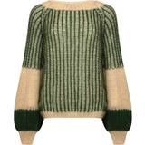 Dame - Grøn - Løs Sweatere Noella Liana Knit Sweater - Beige/Bottle Green