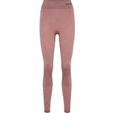 Hummel Pink Bukser & Shorts Hummel Clea Seamless MID Waist Tights - Woodrose/Rose Taupe Melange