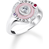 Rosa Ringe Thomas Sabo Silver signet ring with stones and pinkish cold enamel pink TR2447-390-9-52