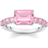 Rosa Ringe Thomas Sabo Silver solitaire ring with pink zirconia stones pink TR2451-051-9-50